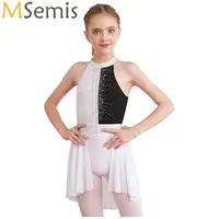 Leotardo de Ballet sin mangas para niños, vestido de baile tutú con diamantes de imitación, bailarina lírica, disfraz de actuación de gimnasia, Ropa de baile para niñas