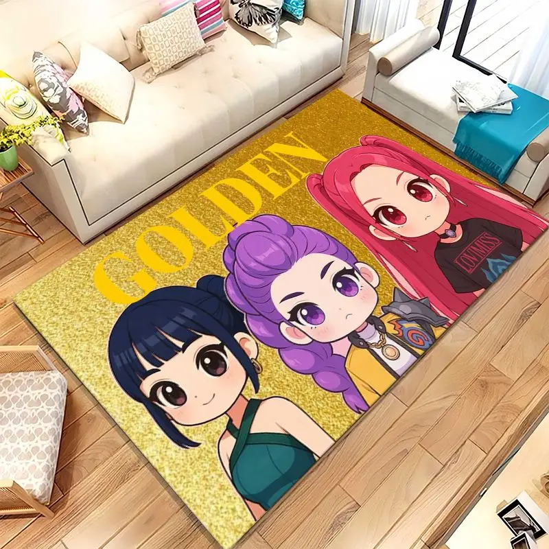 KPop D-Demon H-Hunters Girl Group Cartoon Soft Non-Slip Area Rug for Living Room,Bedroom Playroom Carpet Mat for Sofa,Home Decor