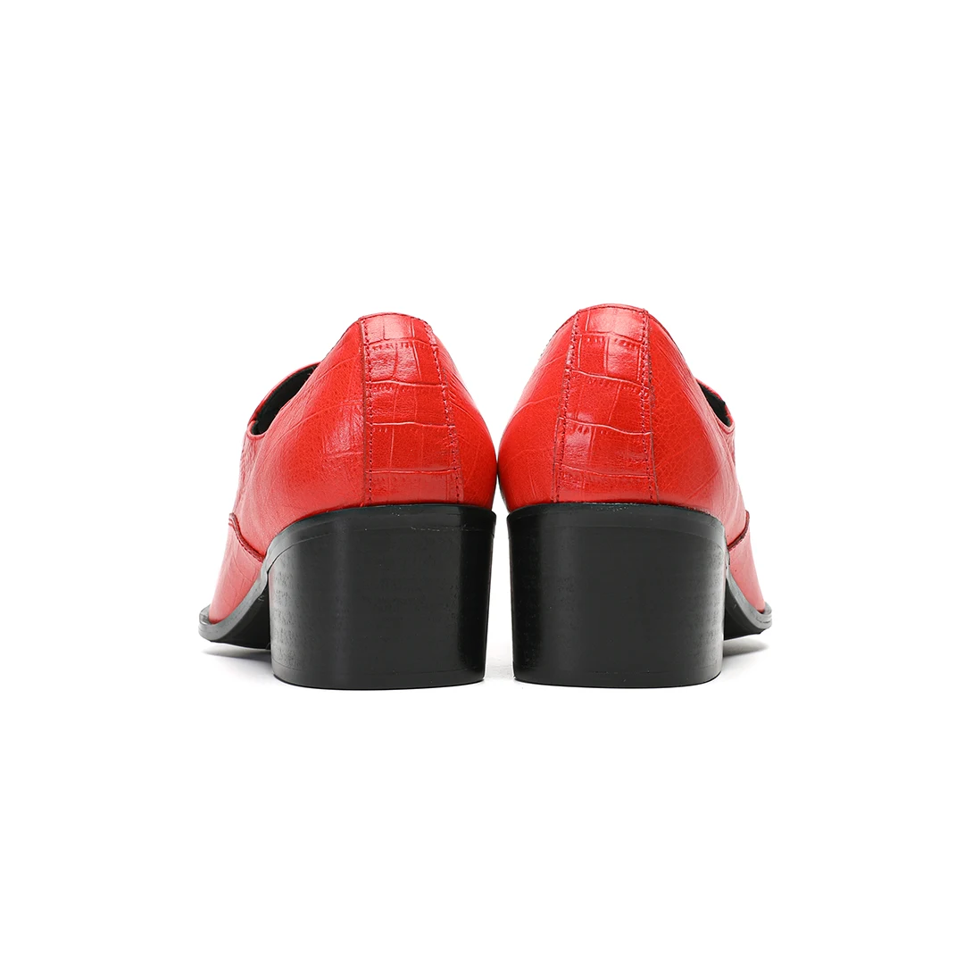 

Fashion Red Genuine Leather Men Dress Shoes Male Pointed Toe Business Formal Shoes Big Size Man Wedding Party Brogue Shoes