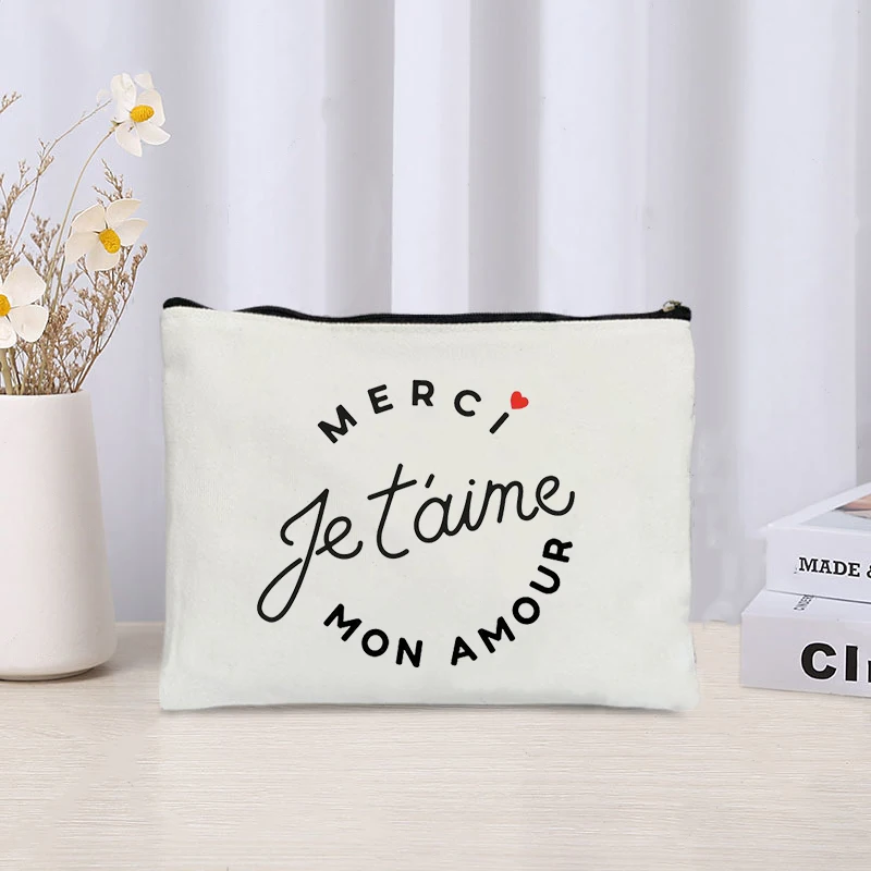 Bolsa de maquillaje de regalo de agradecimiento, accesorios de viaje para mujer, organizador de cosméticos, bolsa de almacenamiento de Perfume, estuche de maquillaje de lona ecológico, monedero