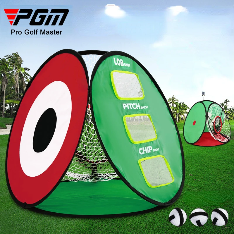 PGM กอล์ฟ Chipping NET Swing TRAINER ในร่มกลางแจ้ง Chipping pitching CAGE MAT ตาข่ายฝึกซ้อมกอล์ฟ Portable 3 Golf Soft Ball LXW021