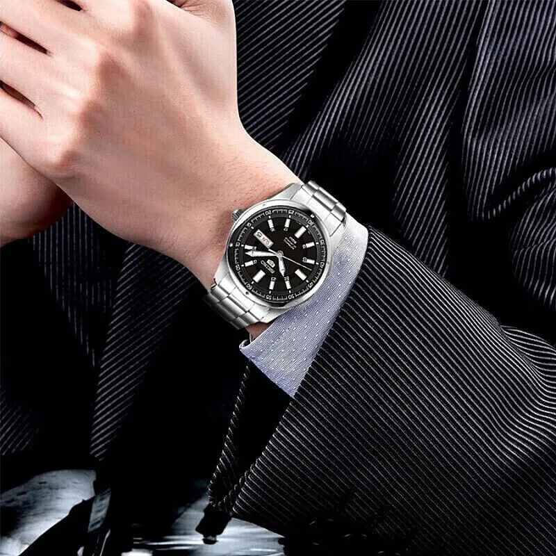 Seiko 5 orologio originale da uomo in acciaio inossidabile automatico meccanico impermeabile luminoso orologi per il tempo libero d'affari