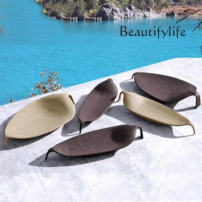 M Jardín al aire libre Ocio Patio Rattan Salón Piscina Playa Terraza Tumbonas de hojas creativas