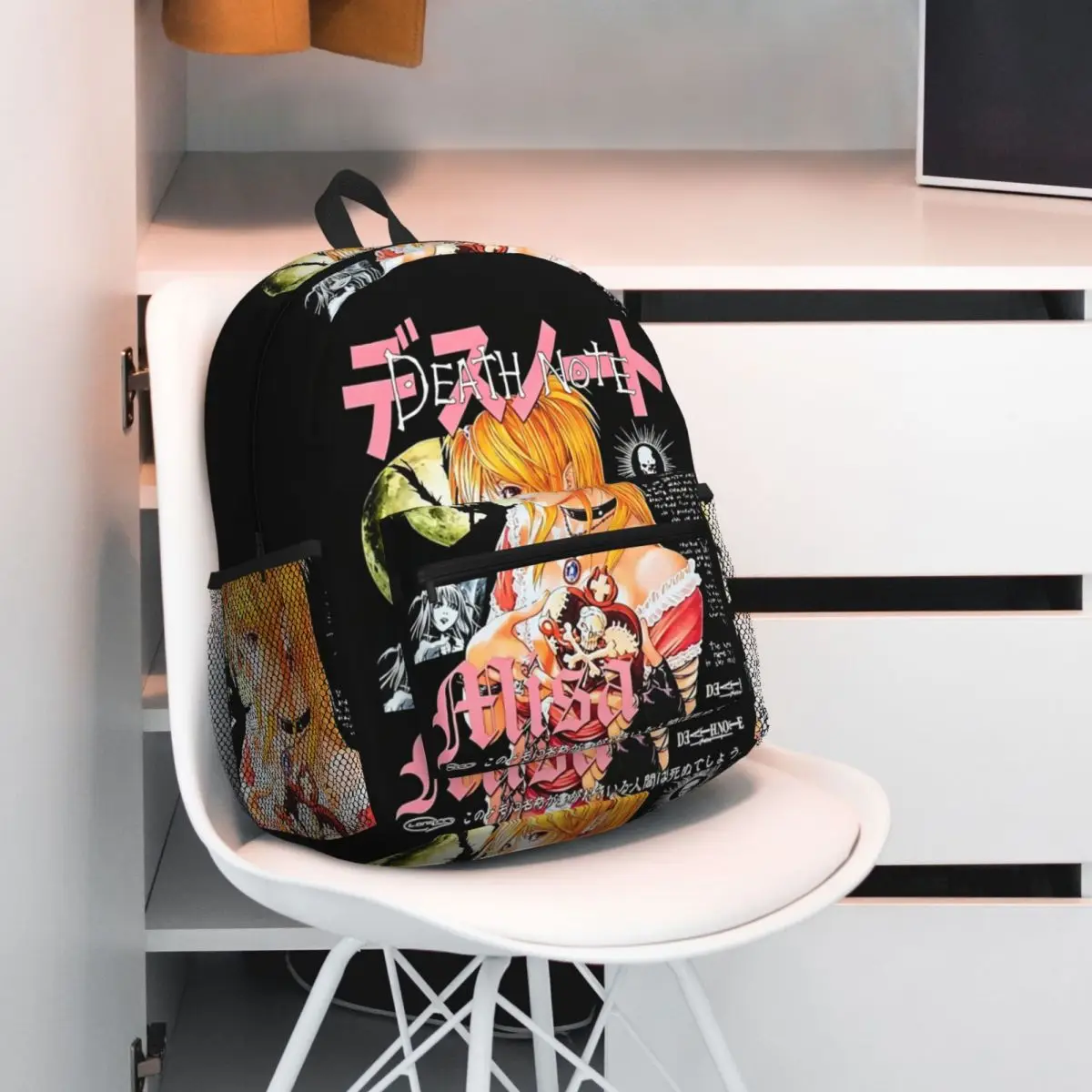 Death Note Anime Misa Amane Backpack Student BookBag Kids School Bag Laptop Shoulder Bags for Men Women