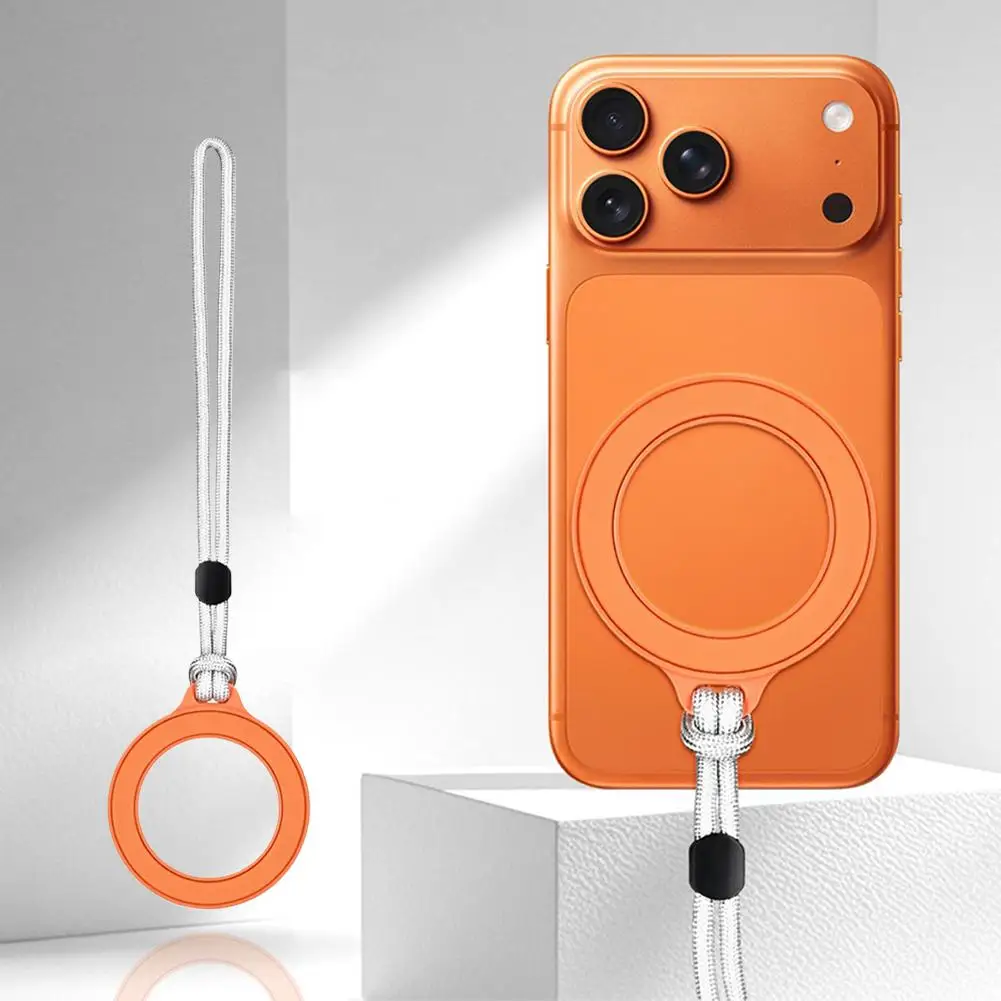 حامل هاتف مغناطيسي قوي لـ Magsafe حامل البنصر المغناطيسي مع سلسلة مفاتيح حبل لهاتف IPhone17 16 Xiaomi قلادة صغيرة ﻿