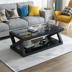 Black Living Room Coffee Table Auxiliary Glass Lounge Floor Luxury Design Coffee Table Nordic Zigon Sehpa Home Furniture CJ011