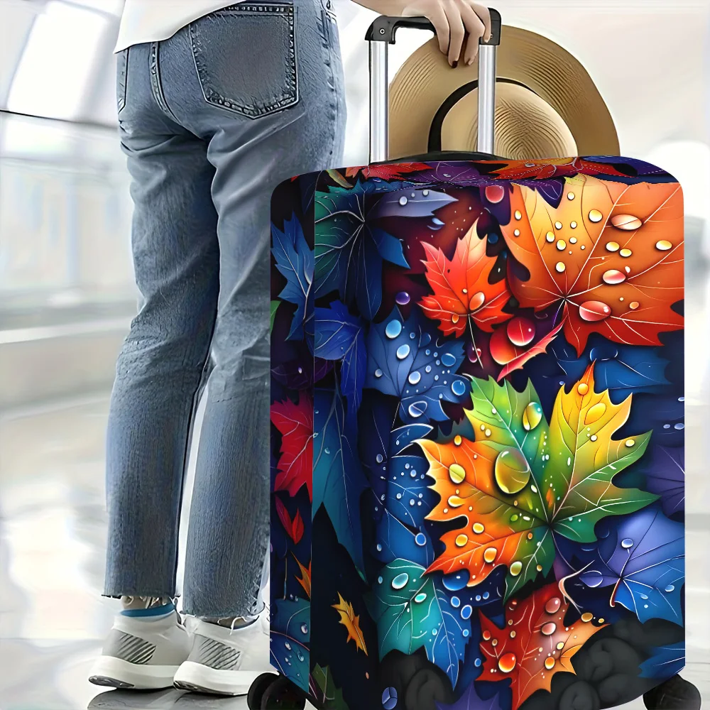 1pc Luggage Cover with colorful Autumn Leaf Print. Fits Suitcases from 18 to 32 Inches; Effectively Protects Your Luggage