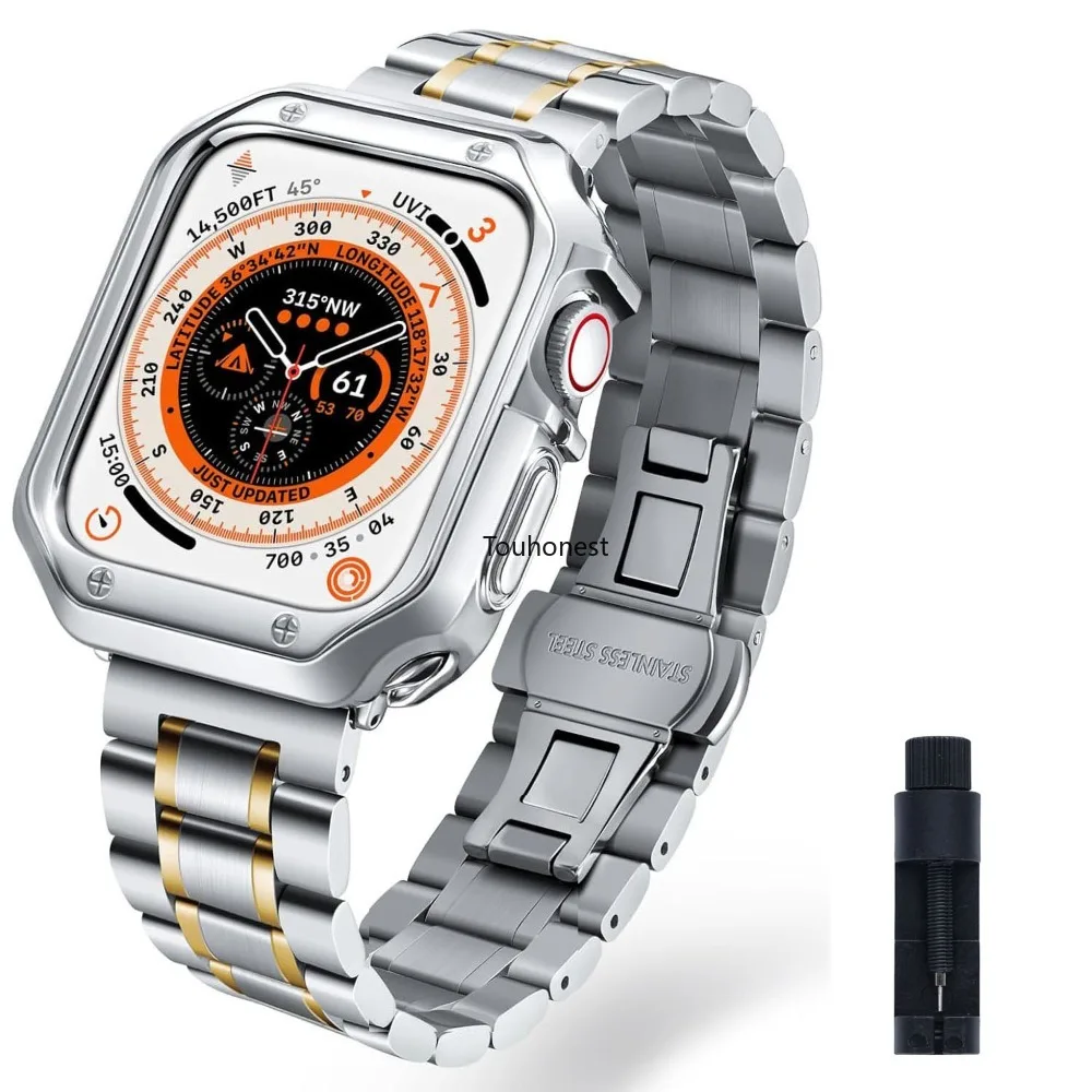 حزام من الفولاذ المقاوم للصدأ لسلسلة ساعات Apple 11/10/9/8/7/6/5/4/3/SE 3 سوار معدني لساعة iWatch Ultra 3 49 مللي متر 45 مللي متر 44 مللي متر 46 مللي متر