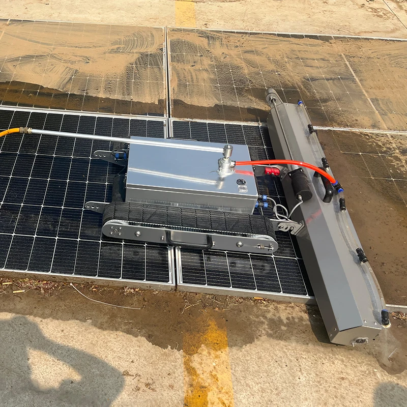 Solar Photovoltaic Panel Cleaning Robot with Remote Control 24V DC Lithium Battery Dry & Water Cleaning