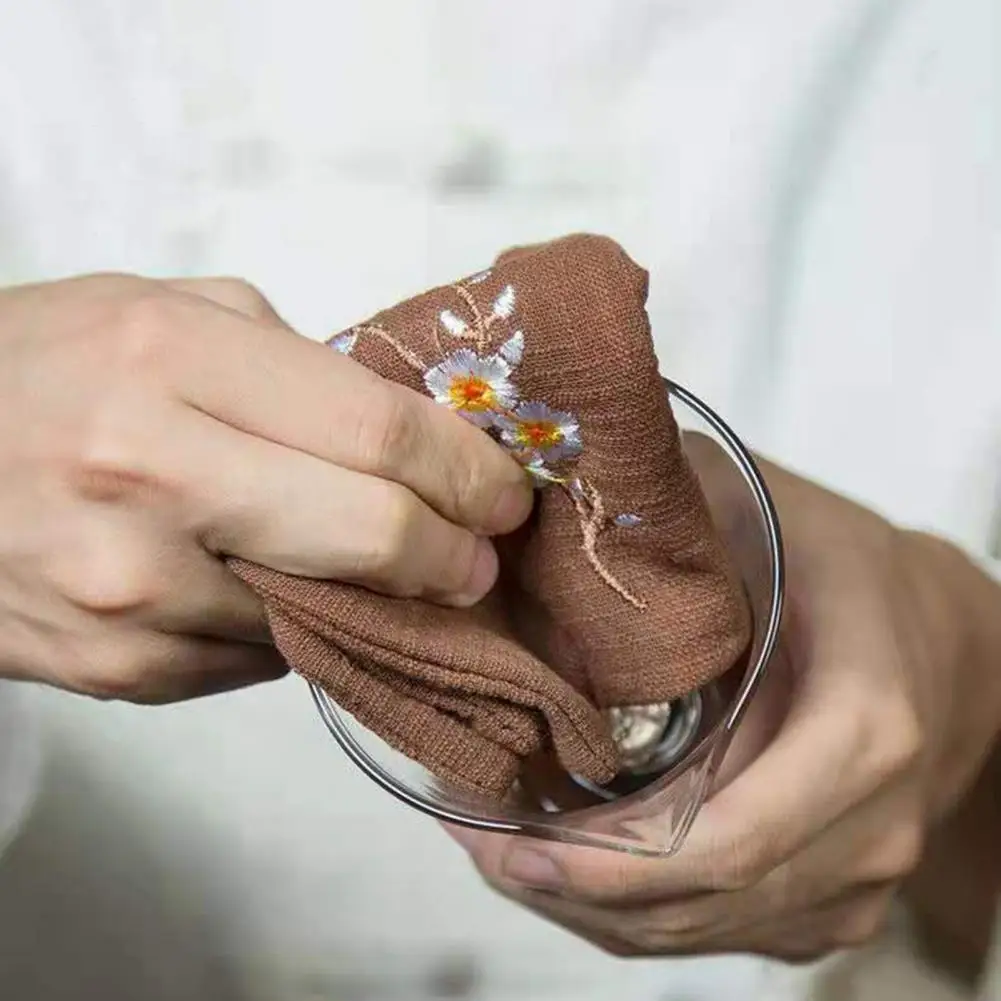 Table Cleaning Towel Attractive Universal Tea Cloth Table Cleaning Soft Dish Cloth with Floral Home Use
