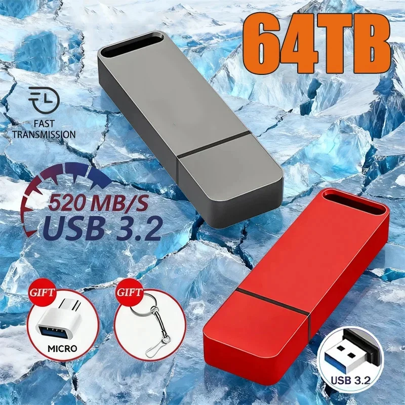 128GB Flash Drive USB3.2 Transferência de alta velocidade Type C U Metal Flash SSD Portátil Mini Flash Drive Memória À Prova D 'Água U Drive
