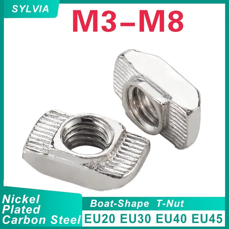 10/ 20/ 50pcs M3 M4 M5 M6 M8 M10 Slot T-nut Sliding T Nut Hammer Drop In Nut Fasten Connector For Aluminum Extrusion