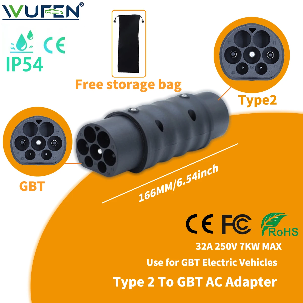 شاحن WUFEN 32A NACS GBT EV GBT إلى Type1/Type2/Tesla محول تسلا إلى GBT/Type1/Type2 موصل Type1 إلى GBT مركبة كهربية