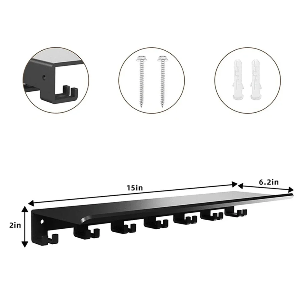 Floating Shelf Organizer Home Gym Equipment Storage Metal Rack Wall Mount Fitness Gear Holder With Hooks Home Accessories