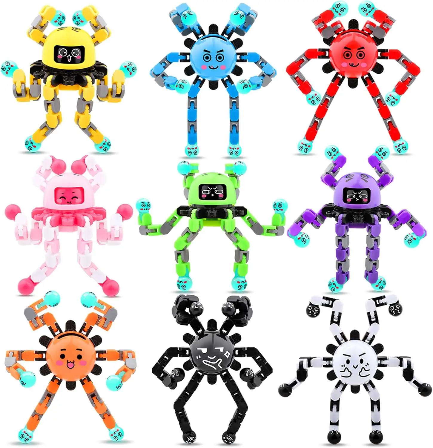 Fidget Spinners transformables que brilla en la oscuridad, juguetes giroscópicos con la yema del dedo, Spinner deformado de descompresión, bolsa de regalos, regalos de fiesta