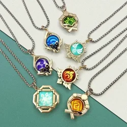 Genshin Impact Metal Double-sided Glass Necklace Fashion Mini Eye of God Chain Necklaces for Women Girl Trend Party Gift Jewelry