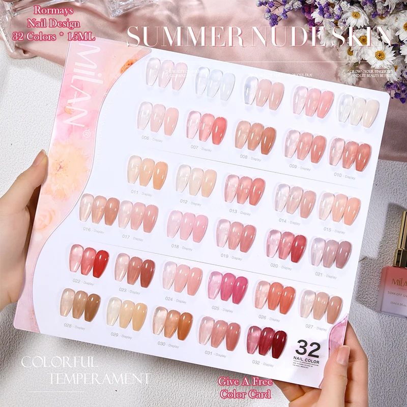 

Набор гель-лаков MILAN, 32 цвета, 15 мл, УФ/LED, с возможностью снятия, с бесплатной цветовой палитрой и подарочной коробкой для салонов и домашнего маникюра