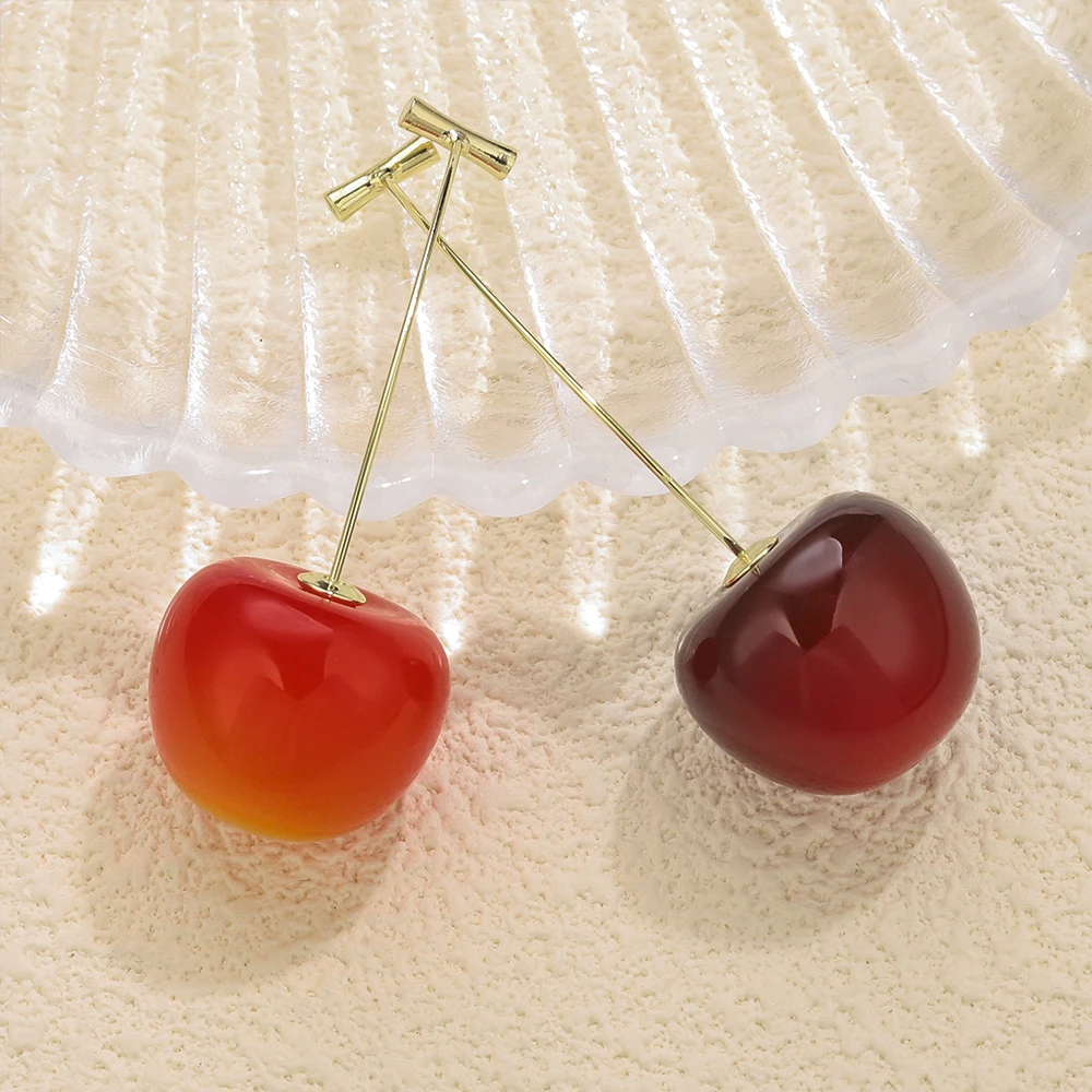 

SOVOB Adorable Red Cherry Earrings For Women's Sweetheart Stainless Steel Jewelry Student Fruit-Style Fashion Jewelry Gifts