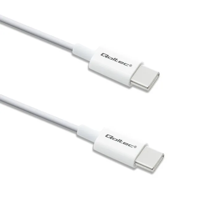 Qoltec USB 2.0 Type C-kabel | USB 2.0 Type C 60W | Kwaliteitscontrole 3.0 | PD | 1m | Wit
