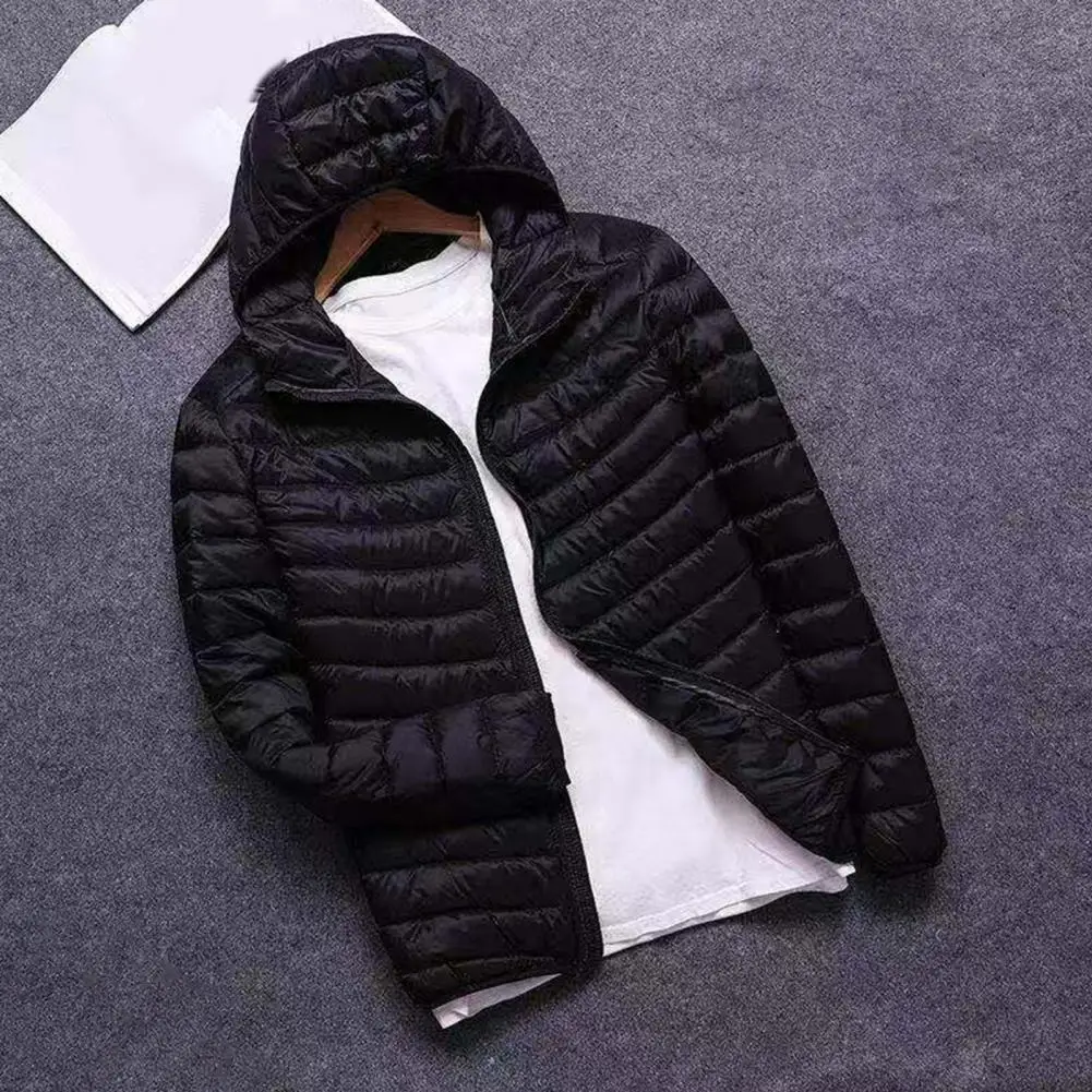 Men Jacket Winter Hooded Coat Breathable Cotton Padded  Popular Elastic Cuff Pockets Jacket