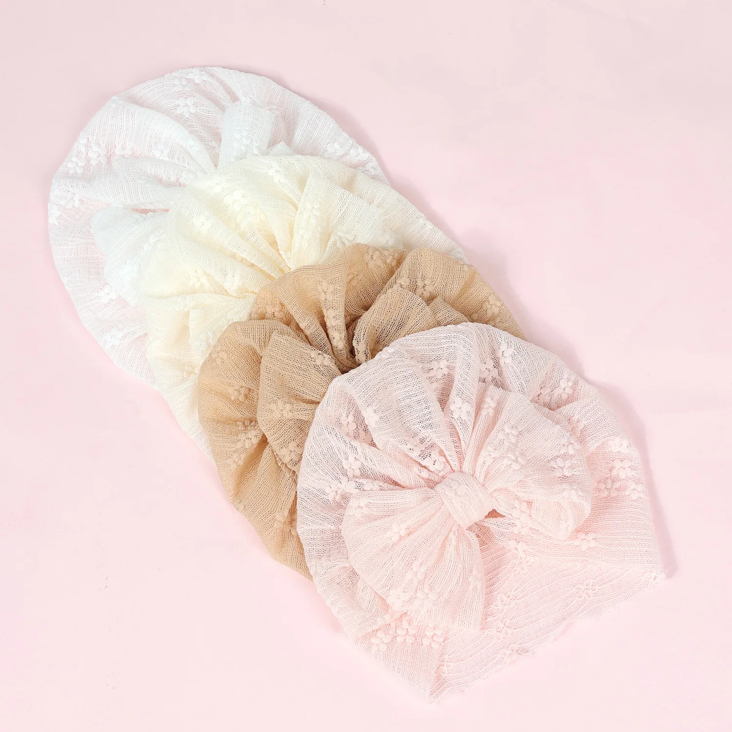 Baby Turban Hats Baby Girls Boys Hat Solid Color Bow Knotted Hats Newborn Fetal Cap Headband Kids Headwear Hair Band Accessories