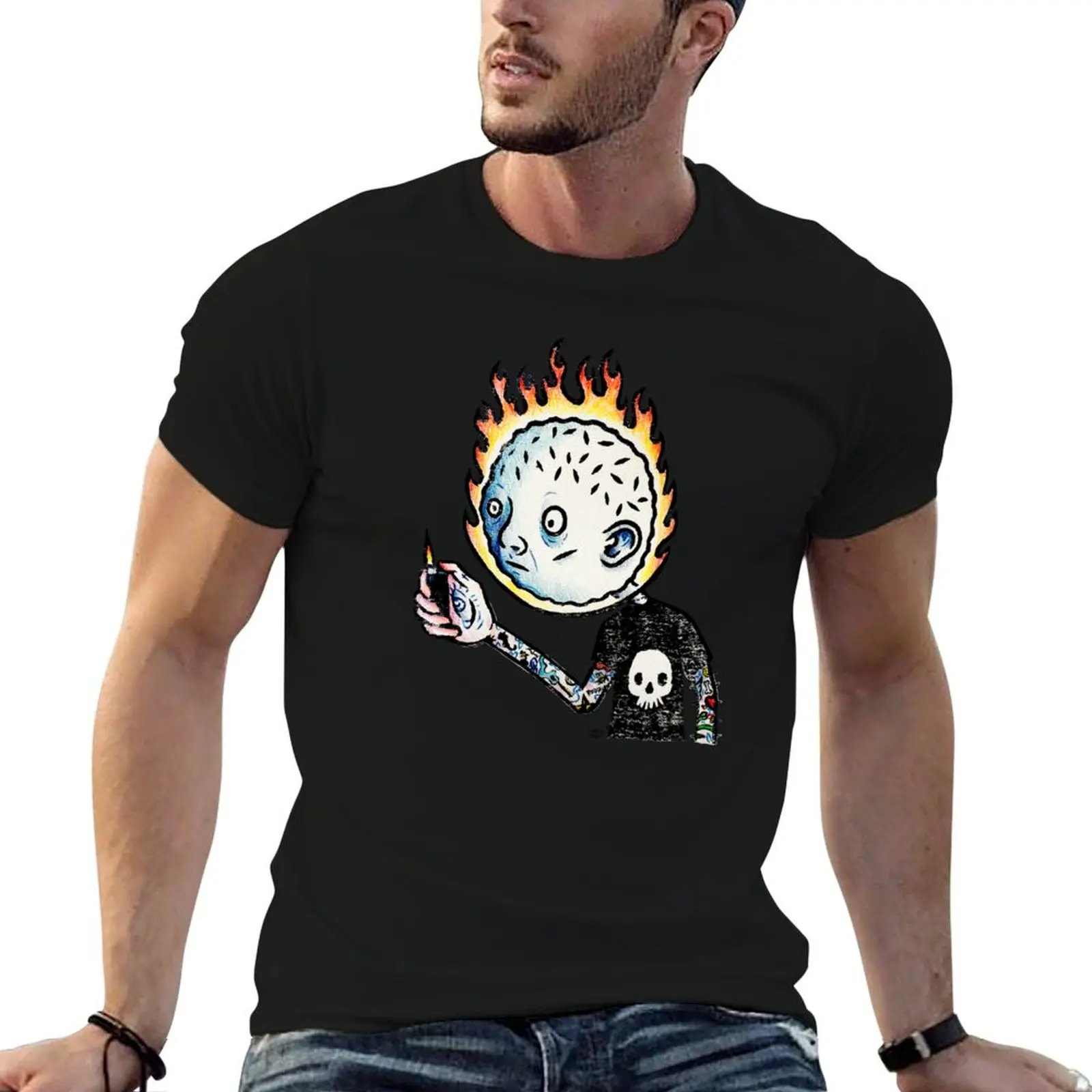 

cotton anime tshirt 100% Lucky T-Shirt Lighter tshirt