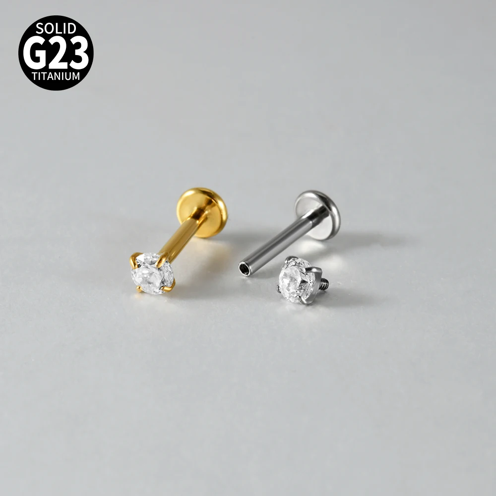 7-teiliges Set mit gemischten Stilen aus G23 Titan, innenliegendem Gewinde, Labret-Stud, Marquise, weißem CZ, für Knorpel-, Tragus-, Helix- und Ohrläppchen-Piercing, Körperschmuck. – Detail 4
