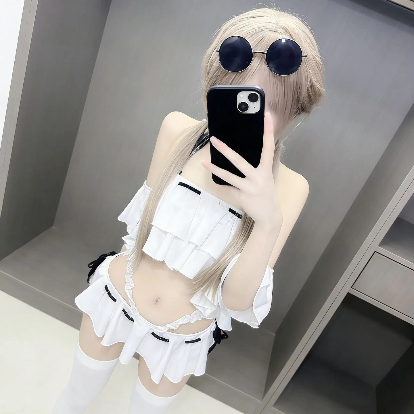 Cute Blue Archive Yurina Cosplay Swimsuit Beach Bikini Separate Women's Clothing Lacy Trim Spa Beachwear Female