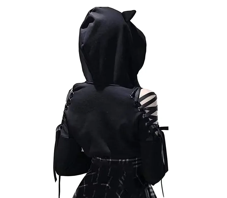 

Поп-женская одежда, однотонные готические толстовки, женская толстовка с длинными рукавами, повседневный пуловер с капюшоном, лето-осень Y2