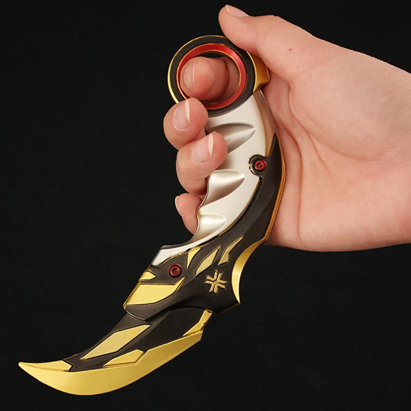 16/22cm Hot Valorant Game Peripherals Weapon Model Karambit Uncut Balisong Toy Sword Cosplay Metal Collection Ornament Boys Gift