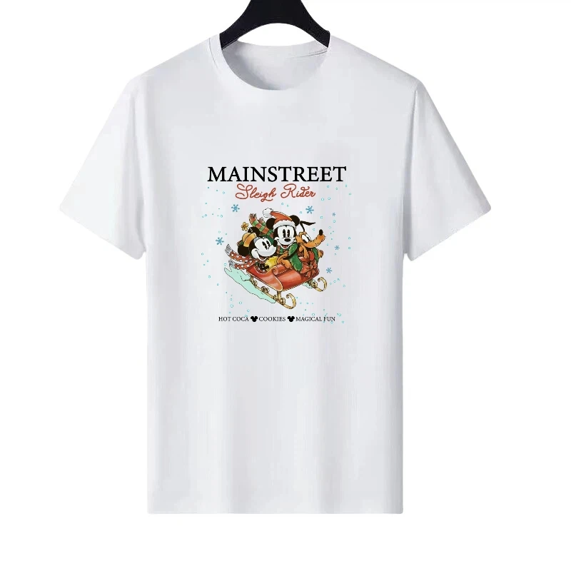 

Женская одежда для родителей и детей с Микки Маусом и рождественским узором, одежда для родителей и детей, белый топ с героями мультфильмов, футболка с короткими рукавами, блузки