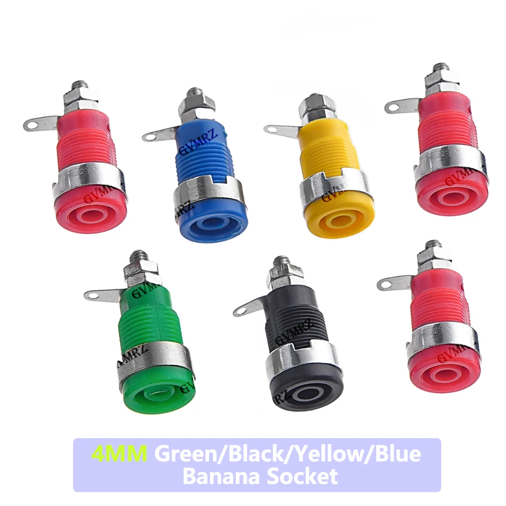 5PCS 4MM Green/Black/Yellow/Blue Binding Post Banana Socket Panel Mount 4MM Multimeter Instrument Socket Test Probe Connector