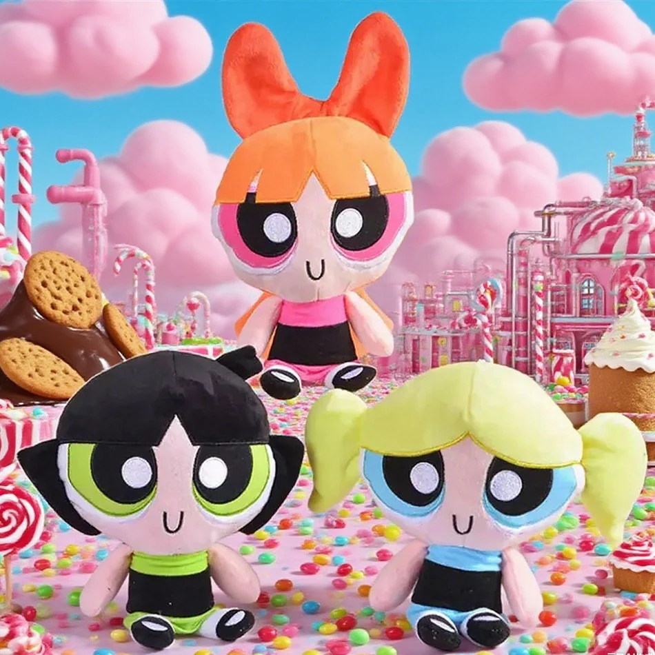 

20cm Anime Cartoon Girls Plush Toys Peripheral Blossom Bubbles Buttercup Cute Decorative