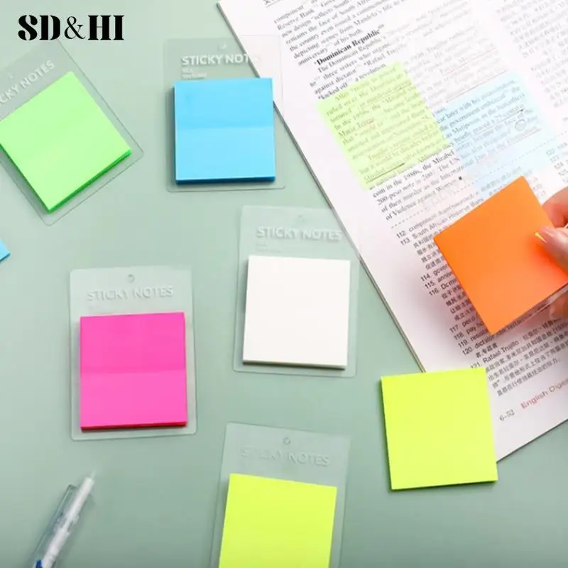 50Sheets Transparent Sticky Notes Waterproof Colorful Clear Memo Pad Posted It Self Adhesive Memo Message Reminder Office School