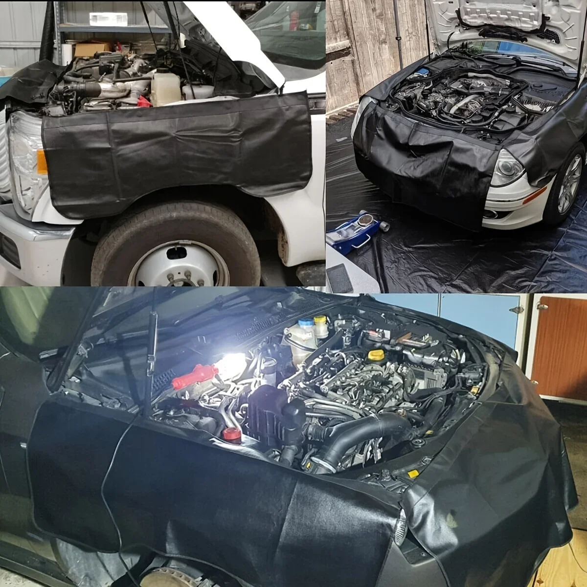 

3Pcs Universal Car Fender Cover Protector Magnetic Leather Pad Foldable Protector Mat For Auto Repair and Mechanic Work