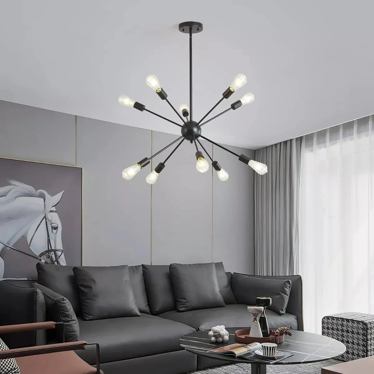 

Indoor Fixtures Pendant Ceiling Not Included Bulbs 2023 New Modern Nordic Black Chandeliers LED Lamp Home Lighting