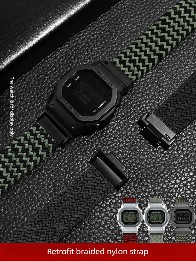 Suitable for Casio Small Square DW5600 GW5000 GW5035 DW-6900 Braided Nylon Modified Strap