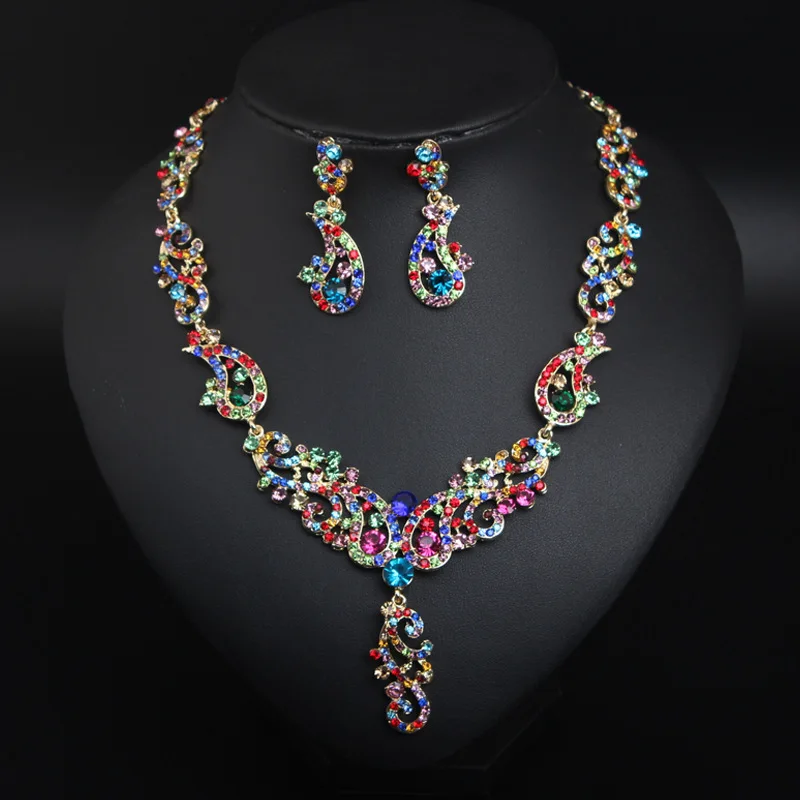 

DIY accessories Cross-border e-commerce European and American necklaces, earrings sets, full diamond collarbone necklaces, fashi