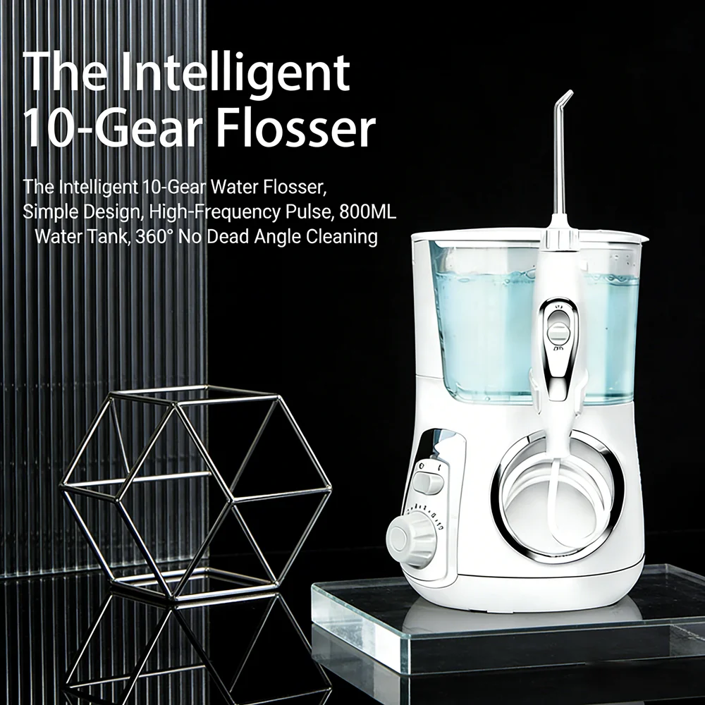 

Professional Luxury Desktop Water Flosser Electric Oral Irrigator 5Multifunctional Nozzles 10Modes 800ML Tank Family Oral Health