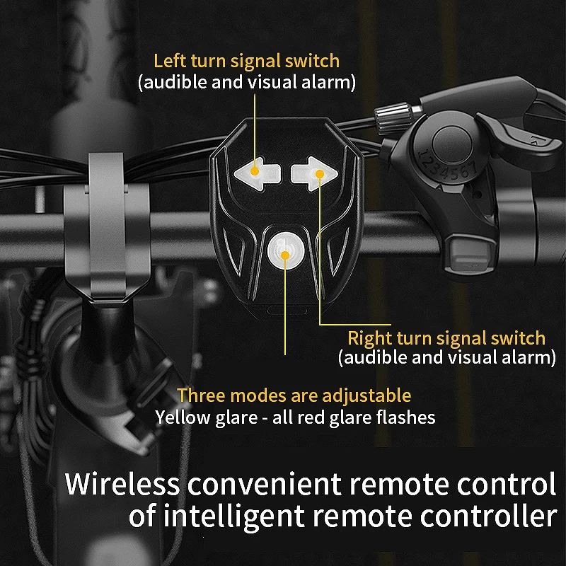 USB Rechargeable Wireless LED Bike Turn Signal Light with Remote Control Safety Rear Taillight for Cycling