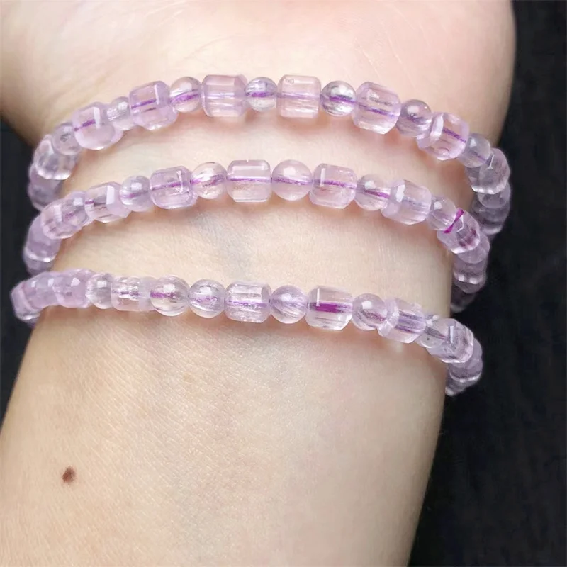 Natural Kunzite Cube Bracelet Reiki Gemstone Fashion Jewelry Fengshui Women Healing Lucky Energy Gift 1pcs