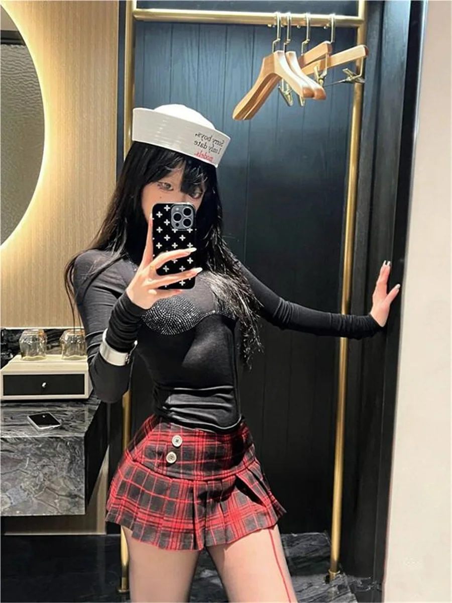 Zomer minirokken voor dames vintage Koreaanse mode geruite rokken voor damesrokken geplooide rode geruite rokken preppy stijl