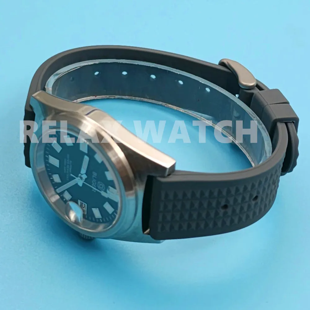 38มม. 2023ใหม่นาฬิกาสแตนเลสสตีลกระจกแซฟไฟร์ Tali Jam Tangan karet Nh35ญี่ปุ่นเคลื่อนไหวอัตโนมัติ