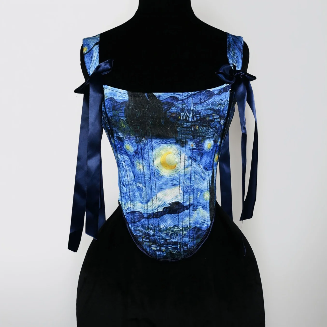 

Vintage Moon Lace-Up Corset Crop Top Tank Streetwear Shaper Victorian Bustiers Overbust Starry Night Luxury Women Corselet