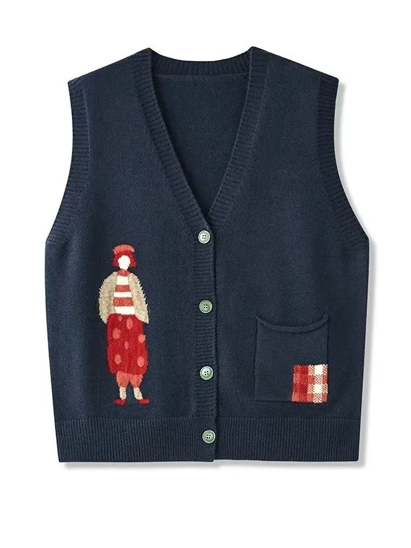 

Loose Knitted Vest Women's Sweater Jaet Top Brand Tail End Single Button Closure V-Ne Commute Sle Autumn 2025