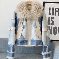 2023 winter new genuine rabbit fur Jackets For Women fashion short lambswool collar warm double faced fur coat Outerwear Y3276