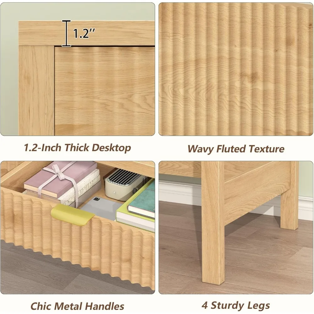 Mesa compacta de 39 polegadas com 2 gavetas e tomadas elétricas para espaços pequenos, mesa de estudo e escrita