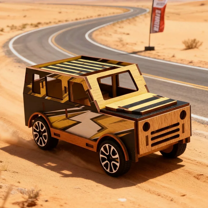 

Деревянный 3D-пазл «Внедорожник» для самостоятельной сборки, набор для создания приключенческого автомобиля с цветной аэрографией, развивающая игрушка Монтессори