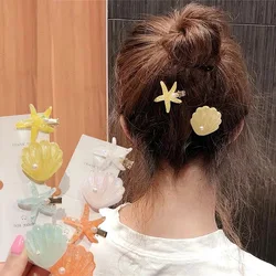 Fashion Artificial Shell Pearl Starfish Seashell Hair Clip For Women Girl Beach Vacation Headdress Colorfuly Side Bangs Barrette