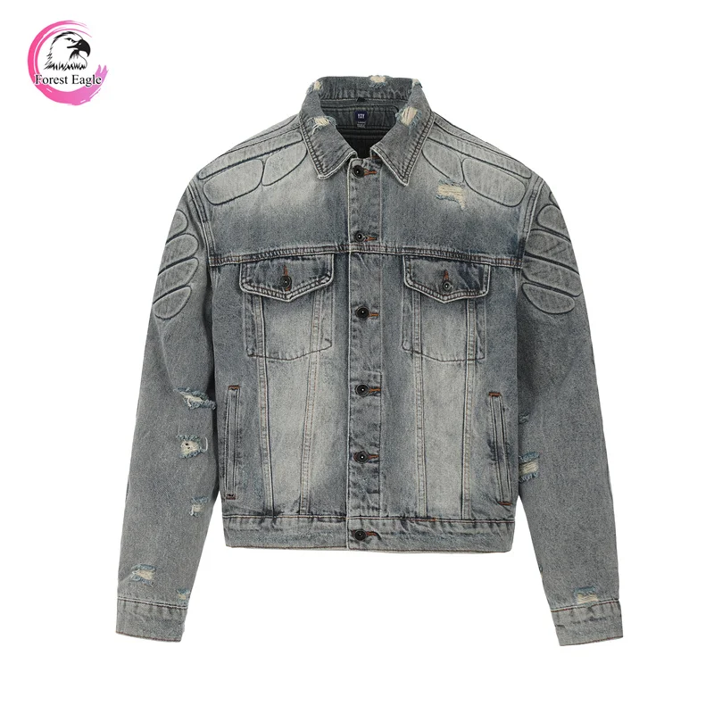 24SS Winter YZY Jacket Best Quality Mens Womens Kanye Denim Jacket Vintage Broken Hole Washed Thick Fabric Coat